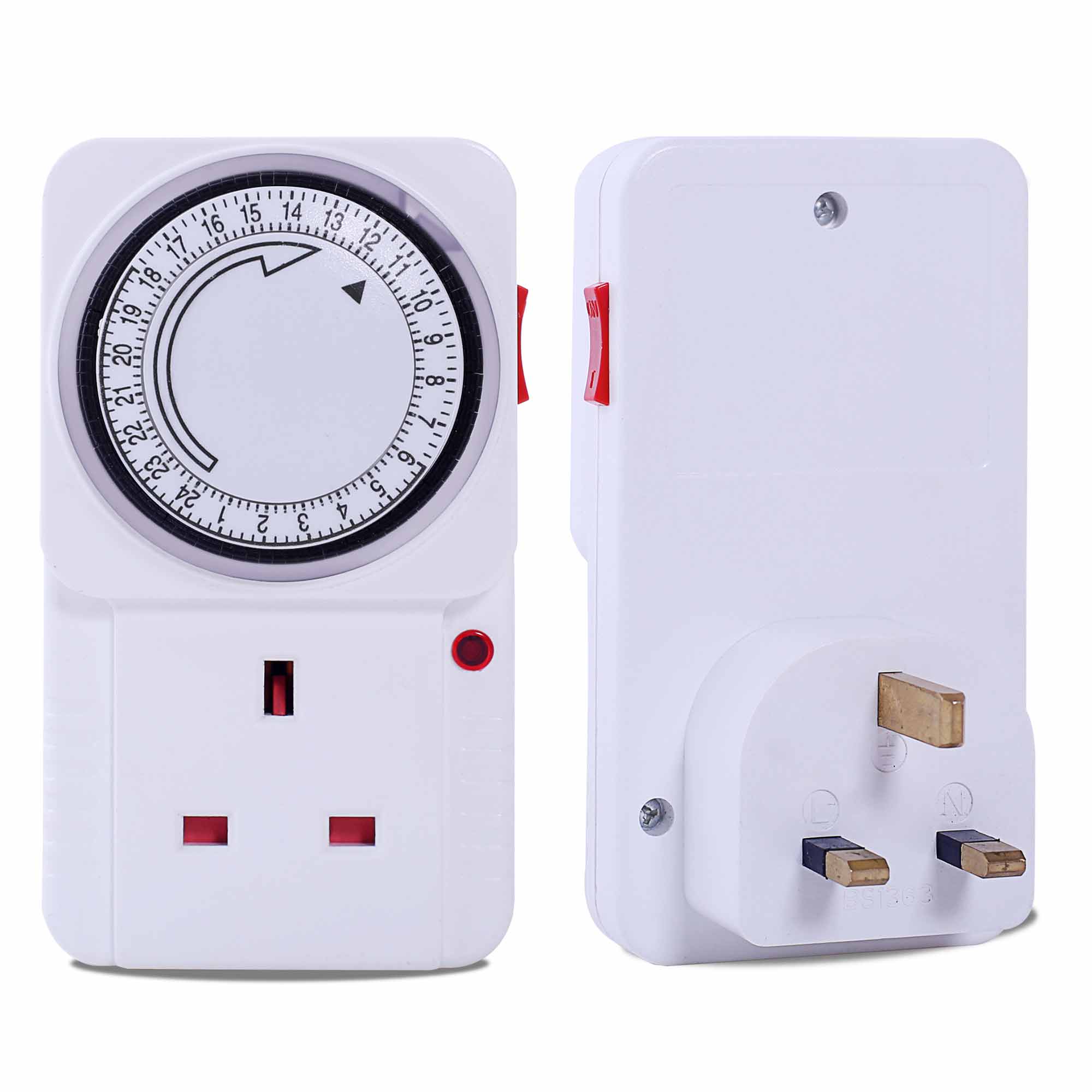 HBN 24 Hour Plug-In Energy Saving Programmable Mechanical Timer Switch, BND-50/E39
