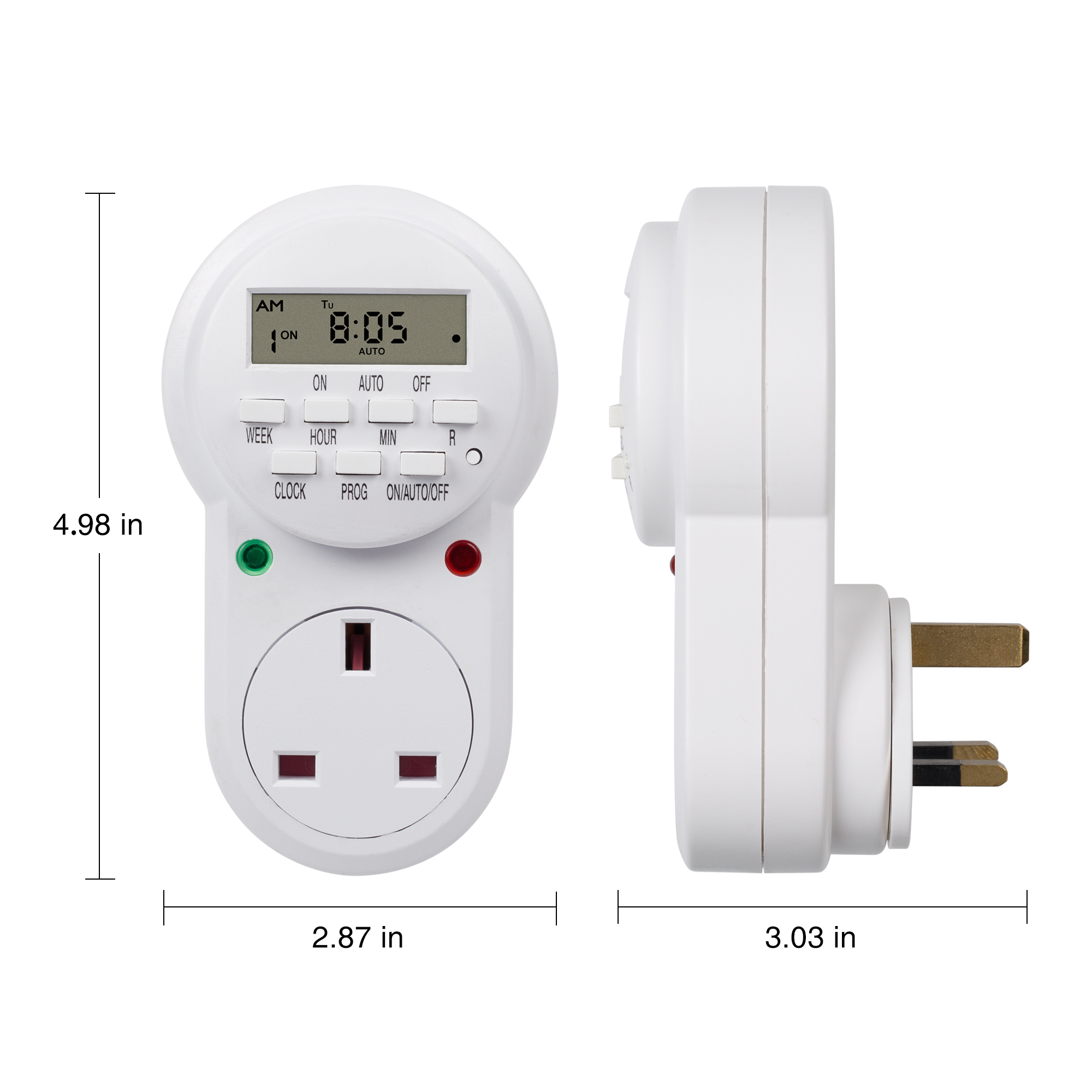 HBN Programmable Electronic Plug-in Timer Plug with LCD Display 24 Hours, 2 Pack